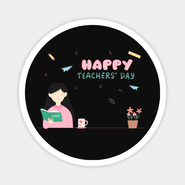 Happy Teachers' Day - Children Drawing Casual Logo Design Magnet by Al-loony